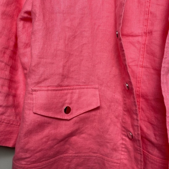 Chico’s 100% Linen Coral Snap Button Jacket Sz M - Picture 3 of 6